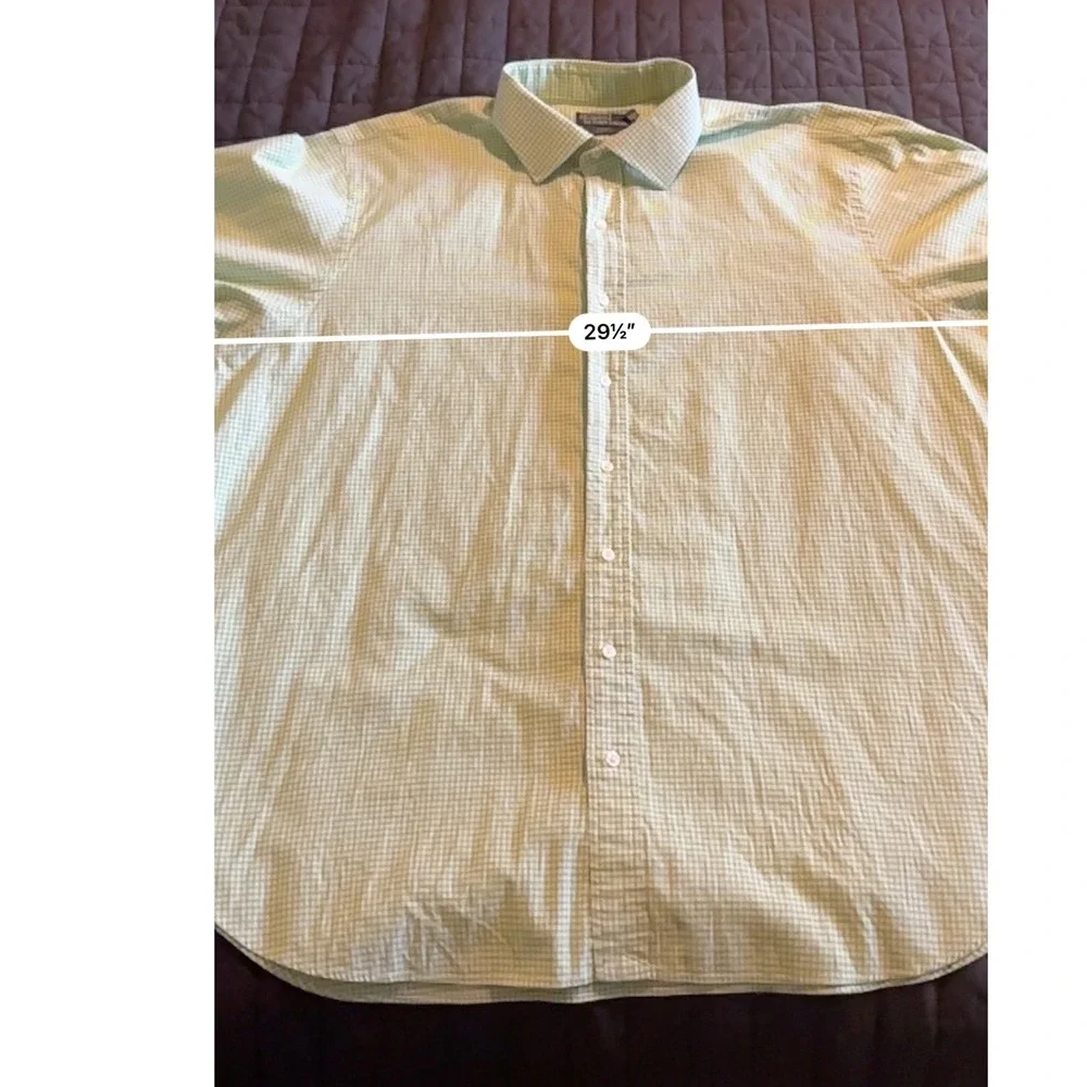 Polo Ralph Lauren Mens 19 34/35 Big‎ Green Gingham Regent Classic Fit Shirt